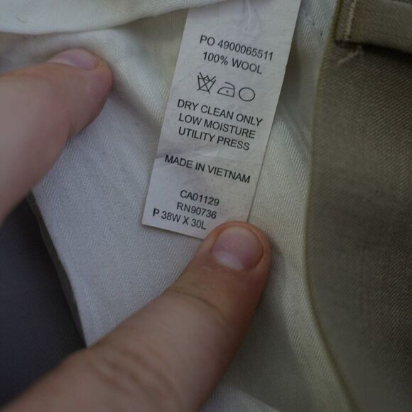 Lauren Ralph Lauren Tan Wool 39/30 Dress Pants Pleated Cuffed Mid Rise Tag 38/30 - Picture 8 of 9
